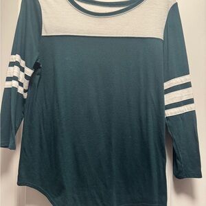 Arizona Jean Company Teal and White Long Sleeve Top